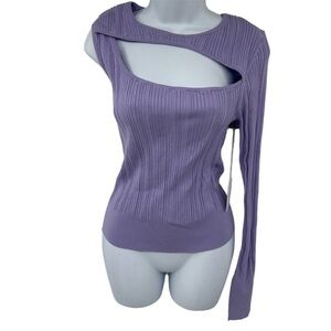Revolve x Song of Style Landon Cutout One Shoulder Sweater Lilac Large New